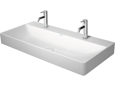 Раковина Duravit DuraSquare с шлифованным низом, для мебели, 1000х470 мм, без перелива, на 2 отверстия под смесители, цвет белый