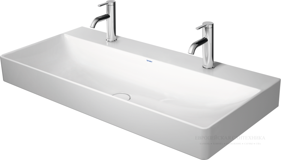 Раковина Duravit DuraSquare с шлифованным низом, для мебели, 1000х470 мм, без перелива, на 2 отверстия под смесители, цвет белый - изображение 1