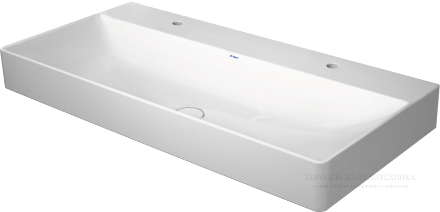 Раковина Duravit DuraSquare с шлифованным низом, для мебели, 1000х470 мм, без перелива, на 2 отверстия под смесители, цвет белый