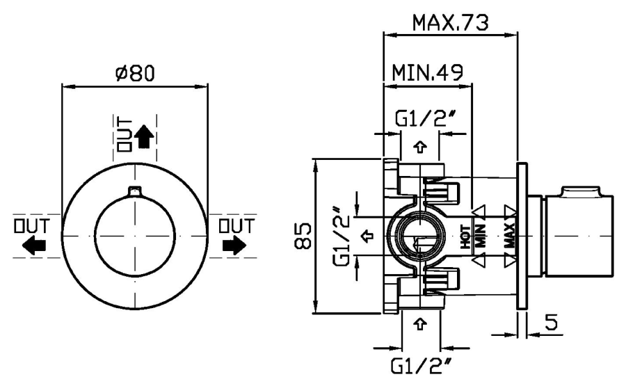 Переключатель для душа Zucchetti Pan S, на 3 выхода, без функции вкл/выкл воды, цвет брашированный никель - изображение 1