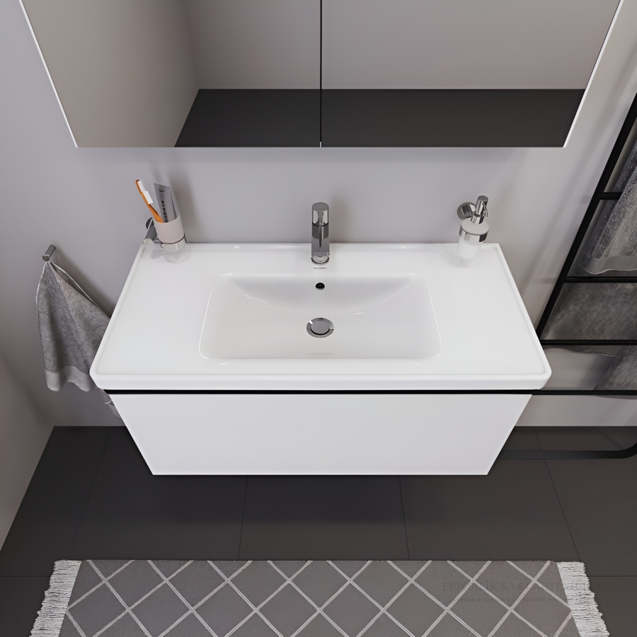 Раковина Duravit D-Neo для мебели, 1005x480 мм, 1 отверстие под смеситель, цвет белый с покрытием WonderGliss - изображение 6