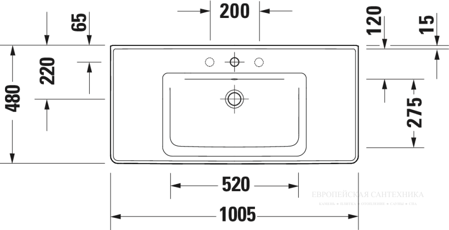 Раковина Duravit D-Neo для мебели, 1005x480 мм, 1 отверстие под смеситель, цвет белый с покрытием WonderGliss - изображение 8