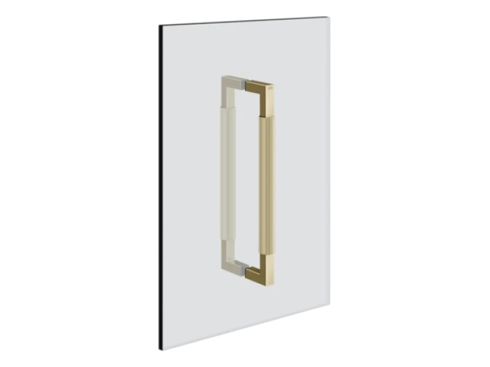 На изображении товар Ручка для душевой двери Gessi Shower G, двухстороняя, вертикальная/горизонтальная установка, 300 мм, цвет Brass PVD от официального представителя в Москве