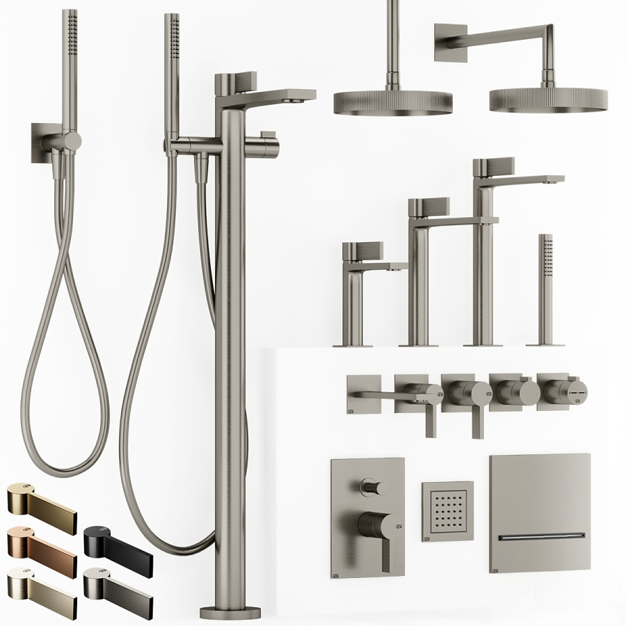 Термостат для душа Gessi Inverso, настенный, на 2 позиции, встраиваемый, внешние части, цвет Finox Brushed Nickel - изображение 1