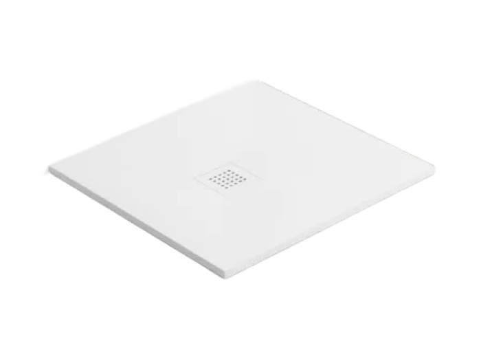 На изображении товар Душевой поддон Cielo Venticinque (80x80xh2,5 см) с трапом, отделка: marmogres, цвет: белый матовый от официального представителя в Москве