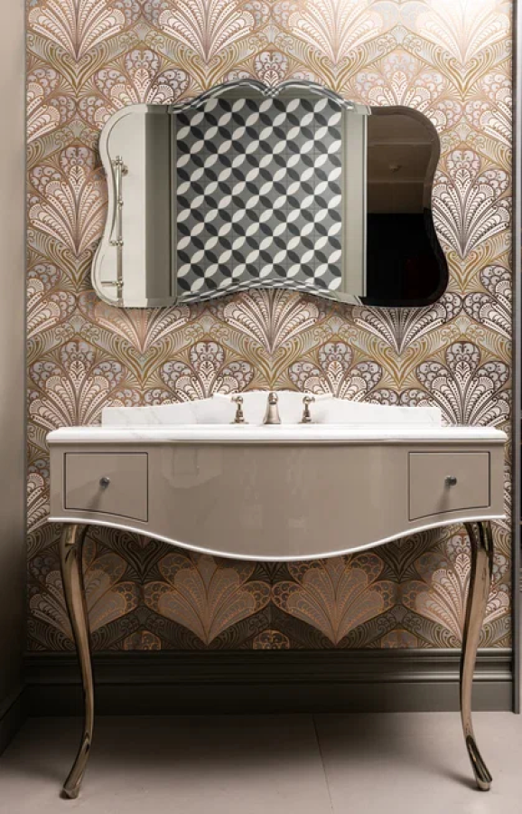 Консоль Devon&Devon Audrey, цвет Warm Grey, мрамор Bianco Carrara