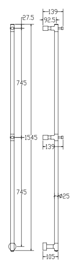 Полотенцесушитель Margaroli Arcobaleno, электрический, 1545х105 мм, цвет Brushed Matt Metal Black - изображение 2