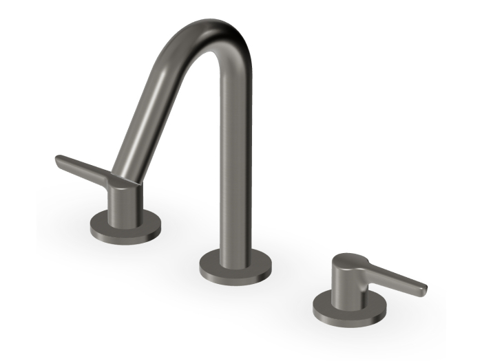 На изображении товар Смеситель для раковины Zucchetti Medameda, на 3 отверстия, низкий излив Н. 200 мм, аэратор, цвет Brushed Metal Black от официального представителя в Москве