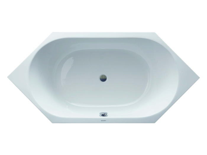 На изображении товар Ванна Duravit D-Code, встраиваемая, 1900x900 мм, шестиугольная, цвет белый от официального представителя в Москве