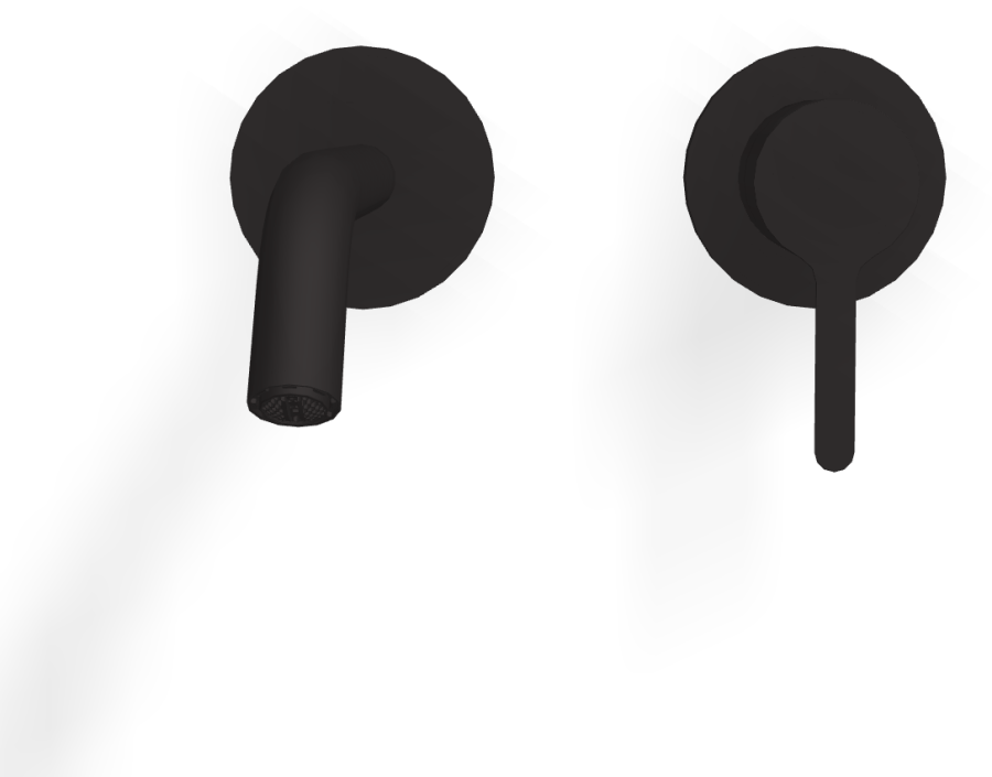 Смеситель для раковины Carlo Frattini Snap, настенный, однорычажный, с донным клапаном Click-Clack, излив 158 мм, внешняя часть, цвет чёрный матовый - изображение 1