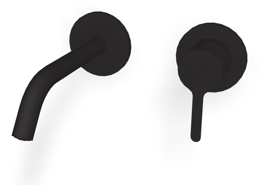 Смеситель для раковины Carlo Frattini Snap, настенный, однорычажный, с донным клапаном Click-Clack, излив 158 мм, внешняя часть, цвет чёрный матовый