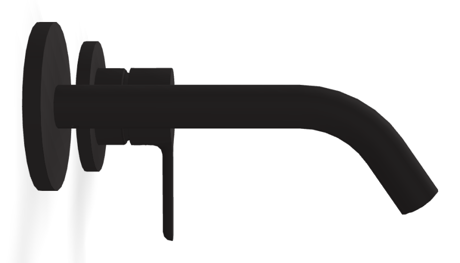 Смеситель для раковины Carlo Frattini Snap, настенный, однорычажный, с донным клапаном Click-Clack, излив 158 мм, внешняя часть, цвет чёрный матовый - изображение 2