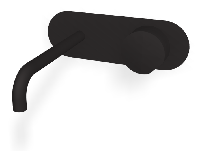 На изображении товар Смеситель для раковины Carlo Frattini SO, настенный, без ручки, с донным клапаном Click-Clack, излив 200 мм, внешняя часть, цвет чёрный матовый от официального представителя в Москве