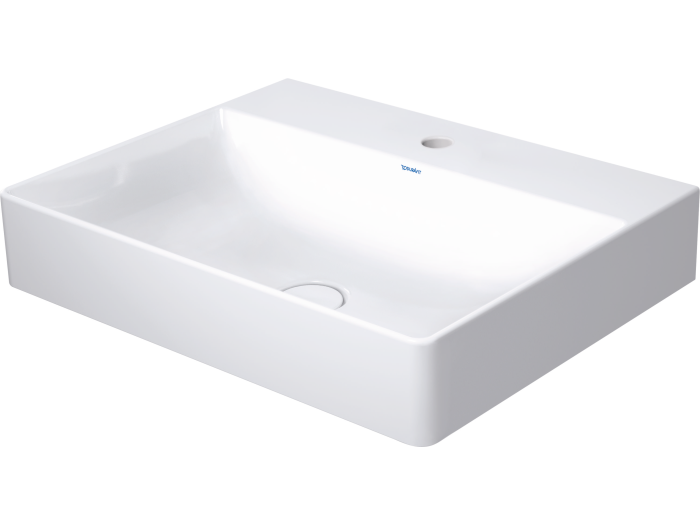 На изображении товар Раковина Duravit DuraSquare, для мебели, 600x470 мм, без перелива, с 1 отверстием под смеситель, цвет белый c покрытием WonderGliss от официального представителя в Москве