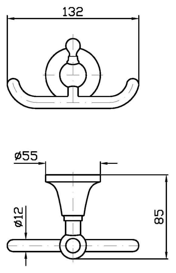 Крючок Zucchetti Agora Classic, двойной, цвет хром - изображение 2