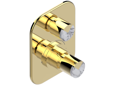 Термостат с запорным вентилем THG Le 9 Howlite, внешняя часть, цвет Gold PVD