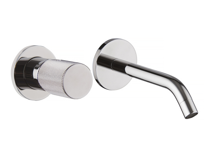 На изображении товар Смеситель для раковины Carlo Frattini Spillo Tech , G Collection, встр-й, на 2 отв-ия, излив 160 мм, Click-Clack, внешняя часть, цвет брашированный никель от официального представителя в Москве