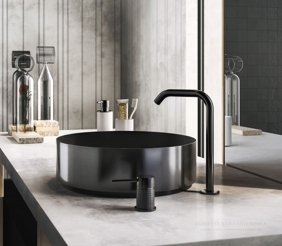 Стакан Gessi 316, настольный,  ⌀75х126 мм, цвет White/Black Metal Brushed PVD - изображение 4