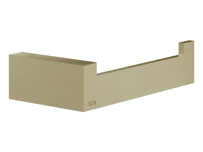 На изображении товар Бумагодержатель Gessi Rettangolo, настенный, вертикальная/горизонтальная установка, цвет Brushed Brass PVD от официального представителя в Москве