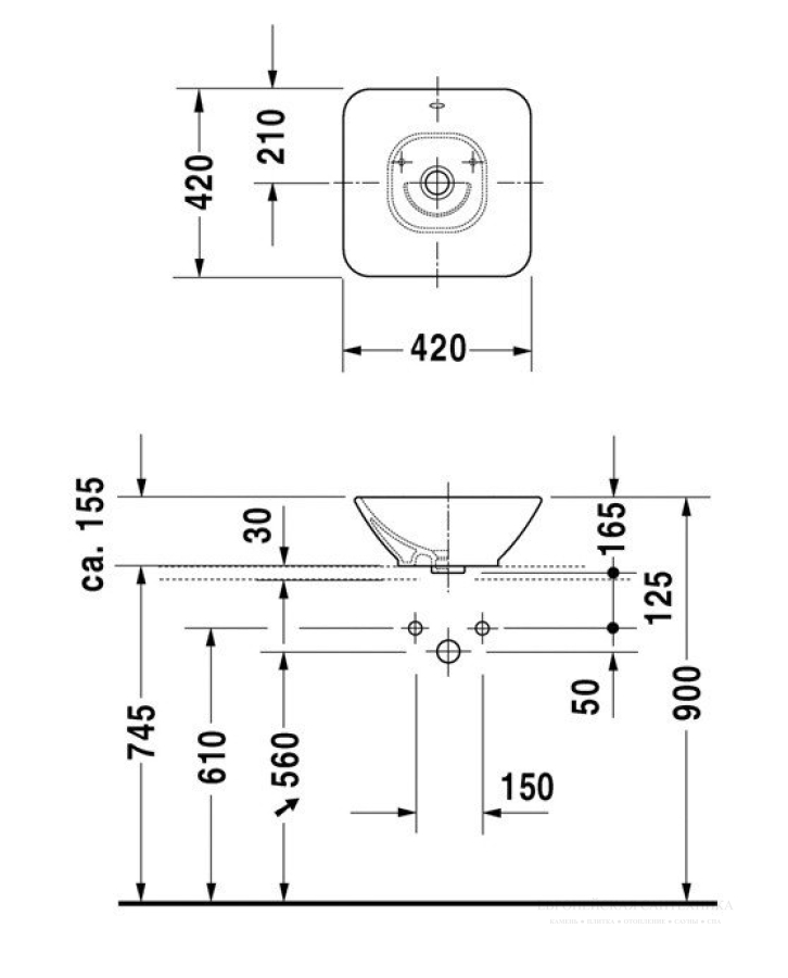 Раковина Duravit Bacino накладная, 420х420 мм, цвет белый - изображение 3