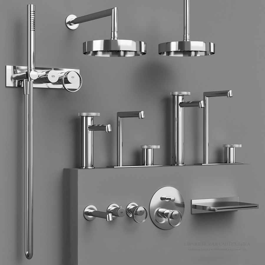 Смеситель для ванны/душа Gessi Anello, настенный, с ручным душем и держателем, встраиваемый, цвет Finox Brushed Nickel - изображение 1