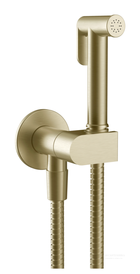Душ гигиенический Gessi Tondo, шланговое подсоединение - держатель лейки, цвет Brushed Brass PVD
