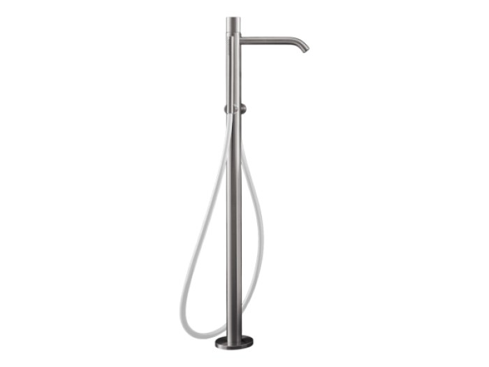 На изображении товар Смеситель для ванны Cea Design Giotto Plus, напольный, H. 870 мм, с ручным душем Ø 18 мм, шланг в цвете Black, цвет Black Diamond сатинированный от официального представителя в Москве