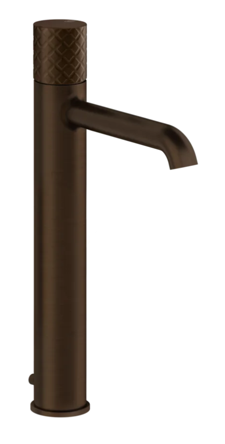 Смеситель для раковины Gessi Habito, высокий, без донного клапана, с соединительными шлангами, цвет Dark Bronze