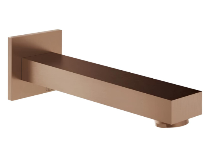 На изображении товар Излив для ванны Gessi Inverso, 180 мм, настенный, цвет Copper Brushed PVD от официального представителя в Москве