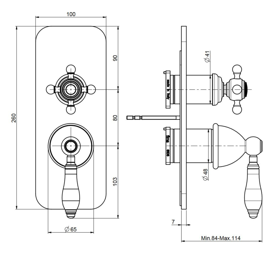 Смеситель Carlo Frattini Herend, с переключателем на 2/3 источника, Н-273 мм, внешняя часть, цвет золото - изображение 1