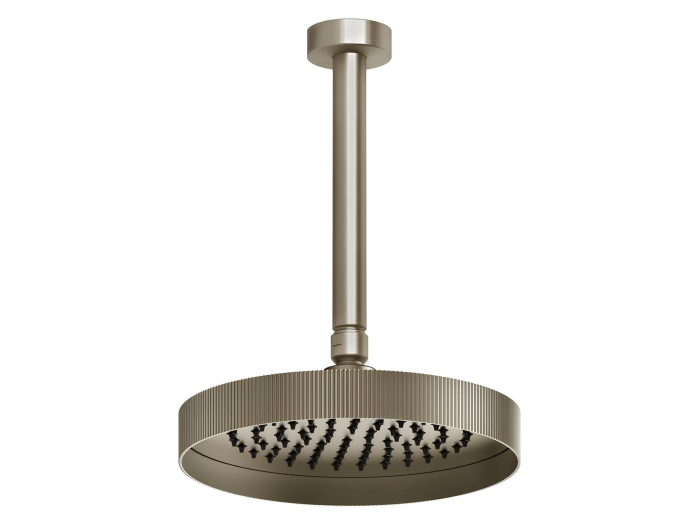 На изображении товар Верхний душ Gessi Ingranaggio, Ø218 мм, поворотный с шарниром, цвет Finox Brushed Nickel от официального представителя в Москве