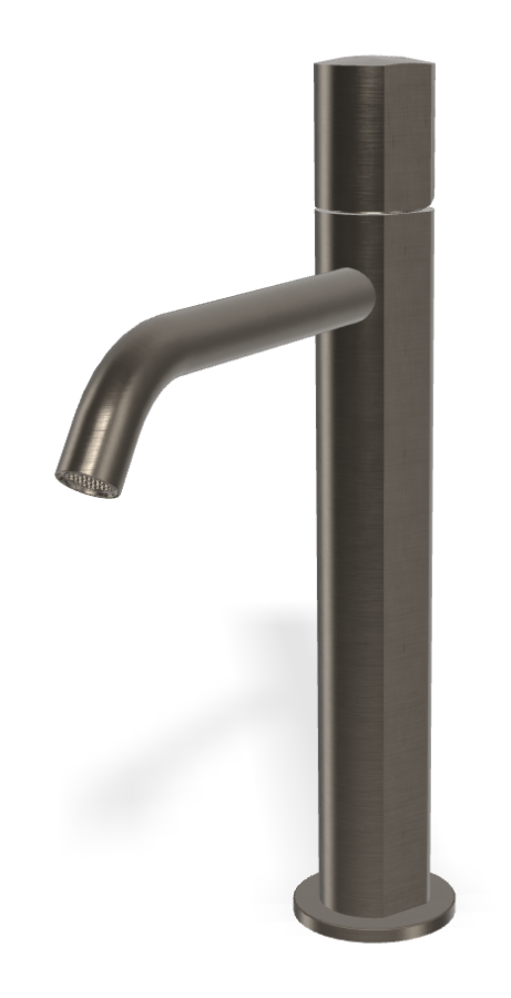 Смеситель для раковины Carlo Frattini SO, с донным клапаном Click-Clack, 2 гибкими шлангами, без ручки, L-205 мм, цвет чёрный хром брашированный