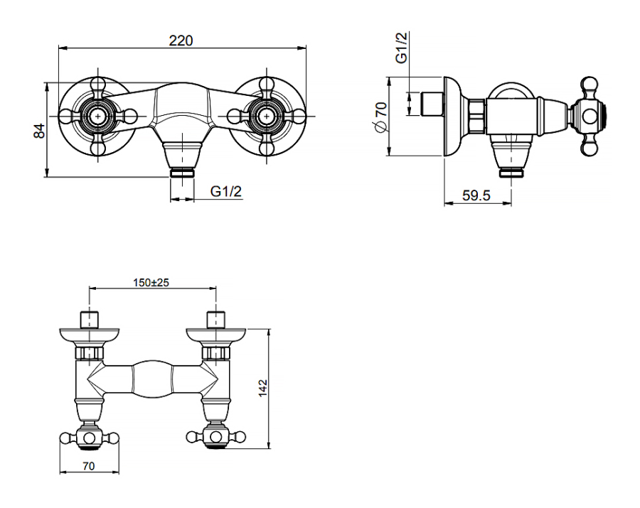 Cмеситель для душа Carlo Frattini Elizabeth/Epoque, внешнего монтажа, без душевого гарнитура, цвет бронза античная - изображение 1