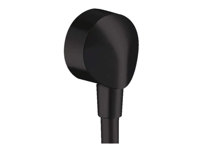 На изображении товар Шланговое подсоединение Hansgrohe Fixfit Е ½", без обратного клапана, для настенного монтажа, цвет черный матовый от официального представителя в Москве