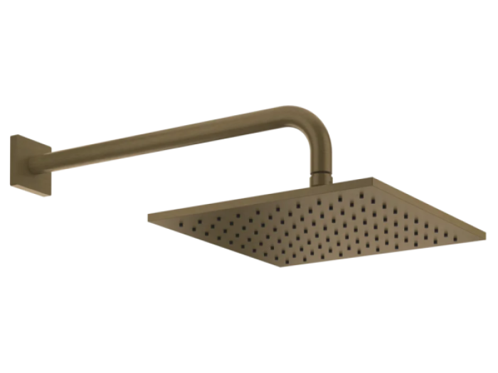 На изображении товар Верхний душ Gessi Rilievo, шарнирный, для настенного креплениям, 250х250 мм, цвет Antique Brass от официального представителя в Москве