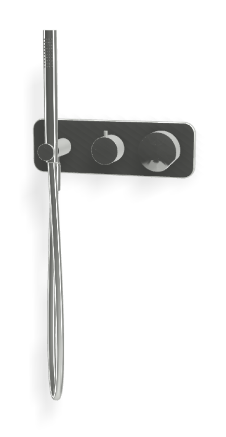 Смеситель для душа Carlo Frattini SO, с переключателем на 2 потребителя, ручным душем, гибким шлангом 1500 мм, без ручек, ширина 297 мм, внешняя часть, цвет хром