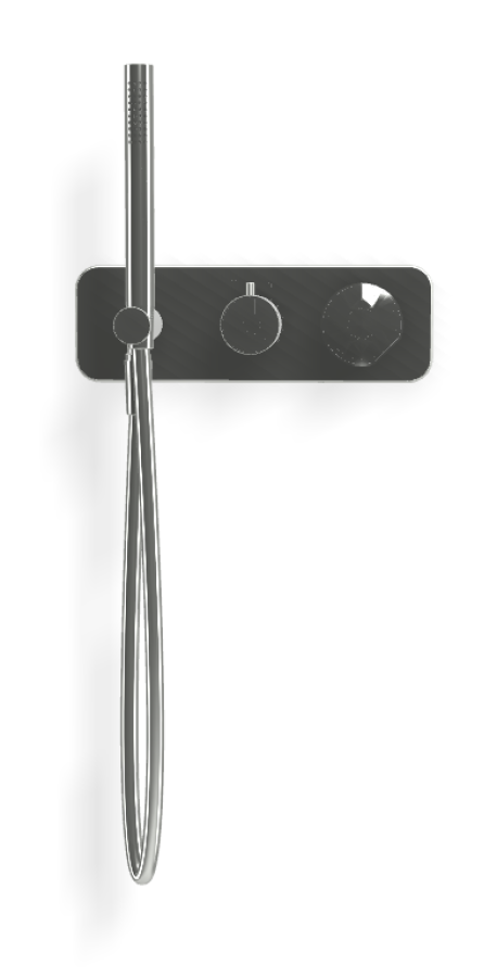 Смеситель для душа Carlo Frattini SO, с переключателем на 2 потребителя, ручным душем, гибким шлангом 1500 мм, без ручек, ширина 297 мм, внешняя часть, цвет хром - изображение 1