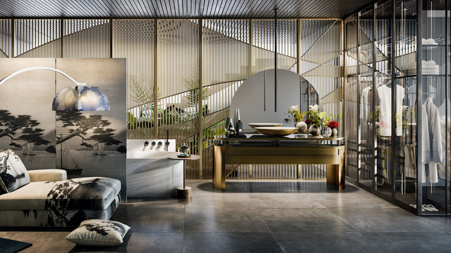 Смеситель для ванны/душа Gessi Anello, настенный, однорычажный, встраиваемый, h245 мм, внешняя часть, цвет Aged Bronze - изображение 5
