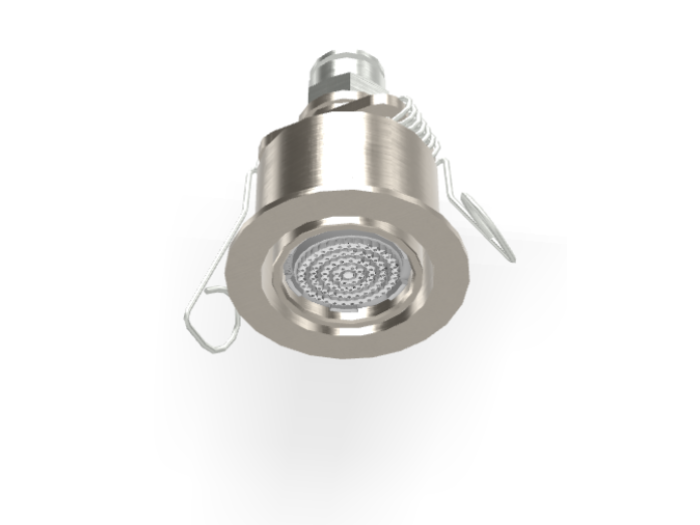 На изображении товар Микродуш Carlo Frattini Waterdot, ⌀45 мм, с пружинистым креплением, с функцией дождя, скрытого монтажа, цвет брашированный никель от официального представителя в Москве