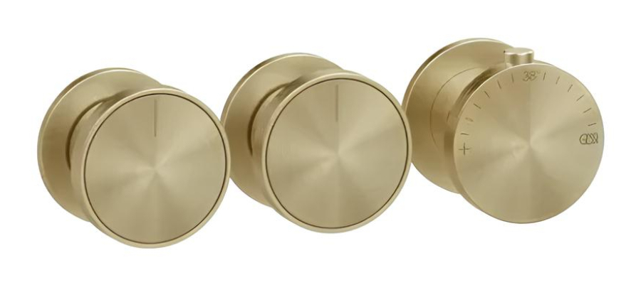 Термостат Gessi Origini, с 2 независимыми выходами, внешние части, цвет Brushed Brass PVD