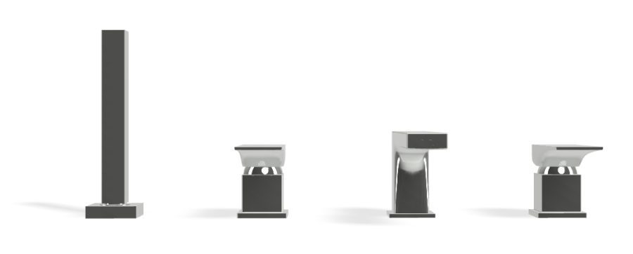 Смеситель для ванны Carlo Frattini Zeta, на борт, на 4 отверстия, двухрычажный, с изливом, вытяжным ручным душем, цвет хром - изображение 1