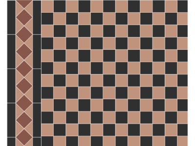 На изображении товар Micro. Керамогранит Victorian Oxford (Black&Terracotta) on mesh straight 30,1x30,1 от официального представителя в Москве