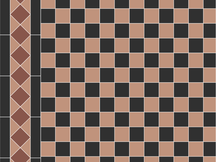 На изображении товар Micro. Керамогранит Victorian Oxford (Black&Terracotta) on mesh straight 30,1x30,1 от официального представителя в Москве