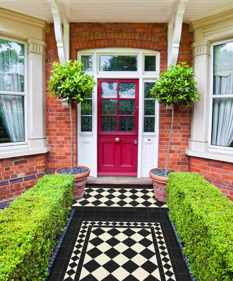 Micro. Керамогранит Victorian Oxford (Black&Terracotta) on mesh straight 30,1x30,1 - изображение 1