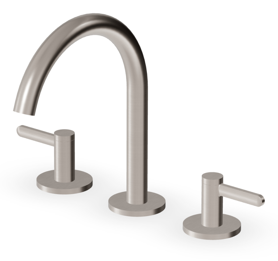 Смеситель для раковины Zucchetti Isy22, двухвентильный, на 3 отверстия, поворотный излив 232h мм, цвет Brushed Nickel