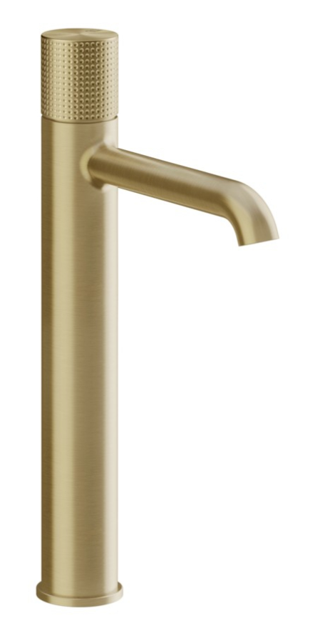Смеситель для раковины Gessi Habito, высокий, h337 мм, без донного клапана, цвет Brushed Brass PVD