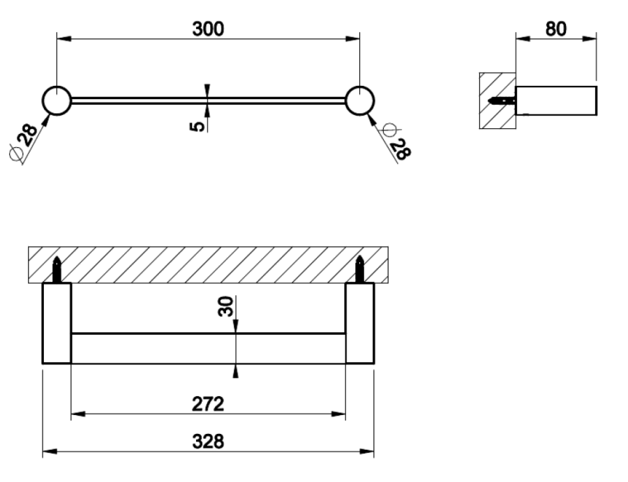 Полотенцедержатель Gessi316, настенный, L300 мм, цвет Steel Brushed - изображение 6
