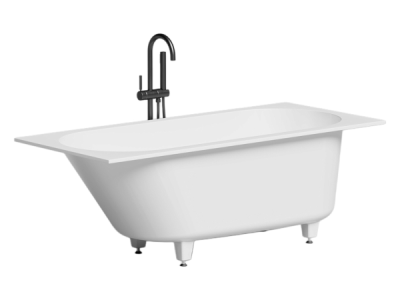 На изображении товар Ванна  Salini Ornella Kit  1600х700х600 мм, донный клапан "Up&Down" белый, сифон, интегрированный слив-перелив, цвет белый глянцевый от официального представителя в Москве