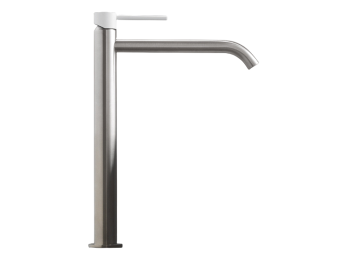 На изображении товар Смеситель для раковины CeaDesign Gastone, однорычажный, ручка в цвете Petroleum Green, цвет сатинированная сталь от официального представителя в Москве