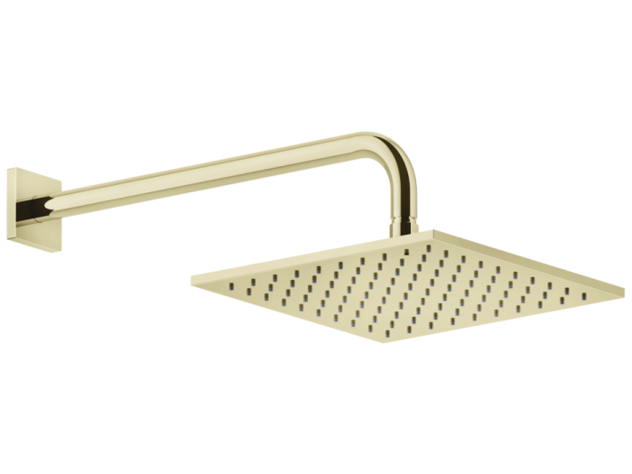 На изображении товар Верхний душ Gessi Rilievo 250х250 мм, шарнирный для настенного креплениям, цвет Brass PVD от официального представителя в Москве